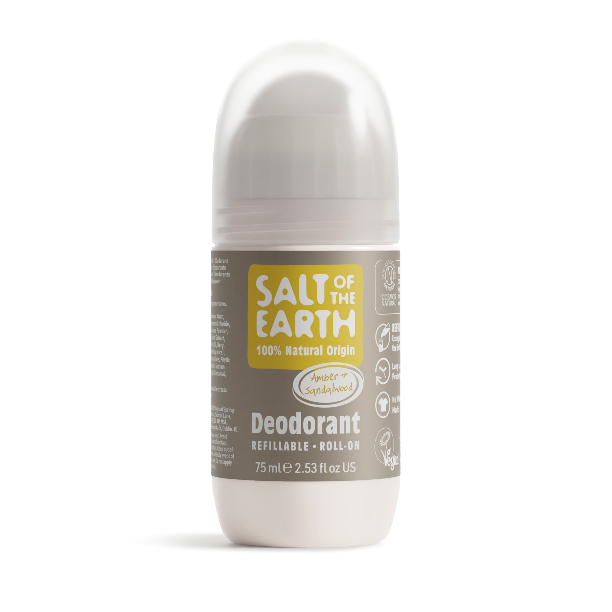 Kristallisuoladeo, Roll-on, Meripihka & Santelipuu, 75 ml