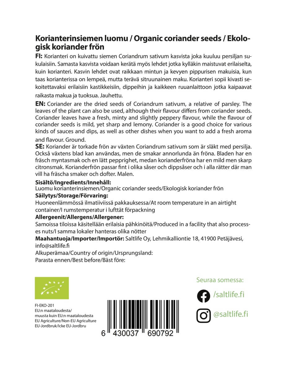 Korianterinsiemen, 100 g