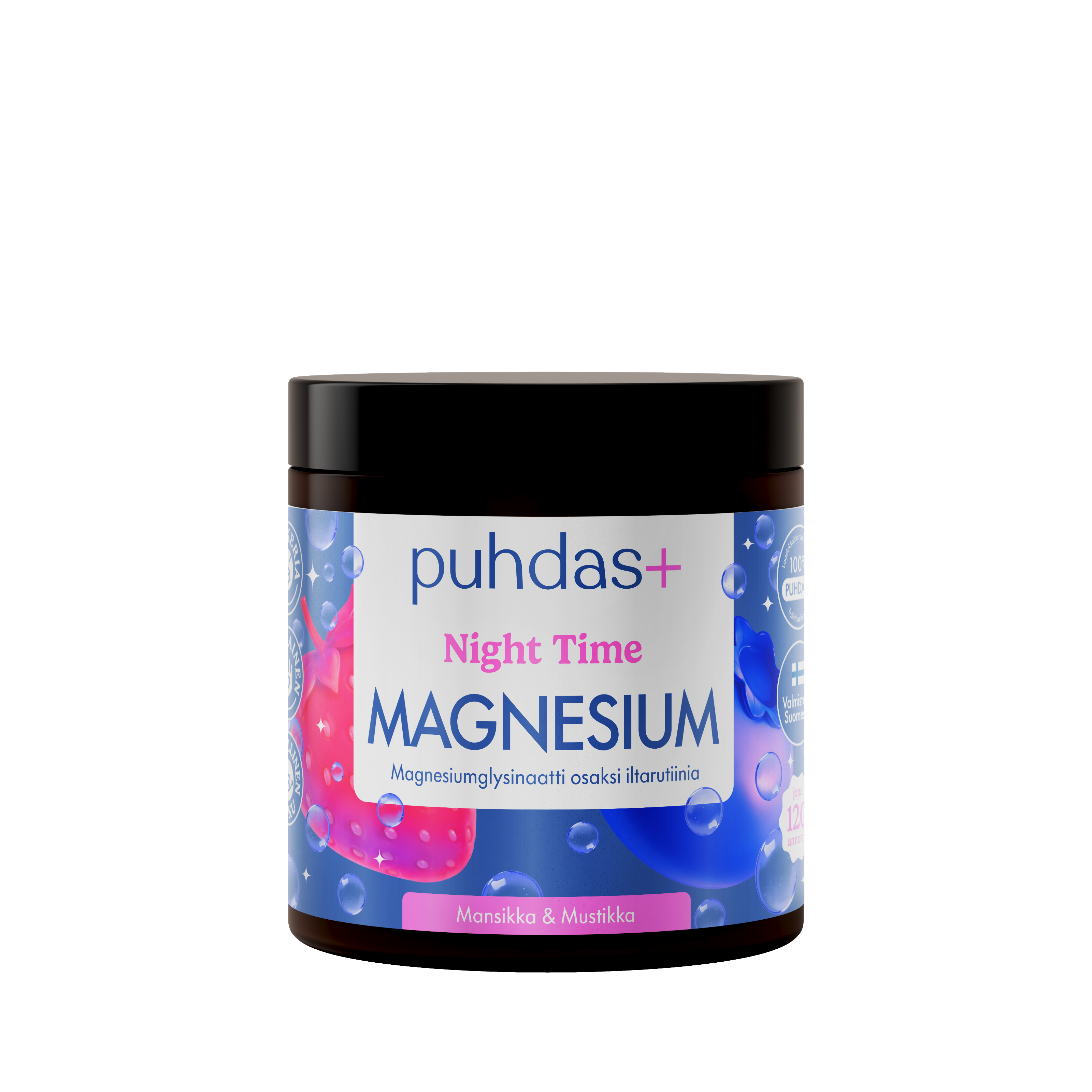 Night Time Magnesiumjauhe Mansikka-Mustikka, 80 g