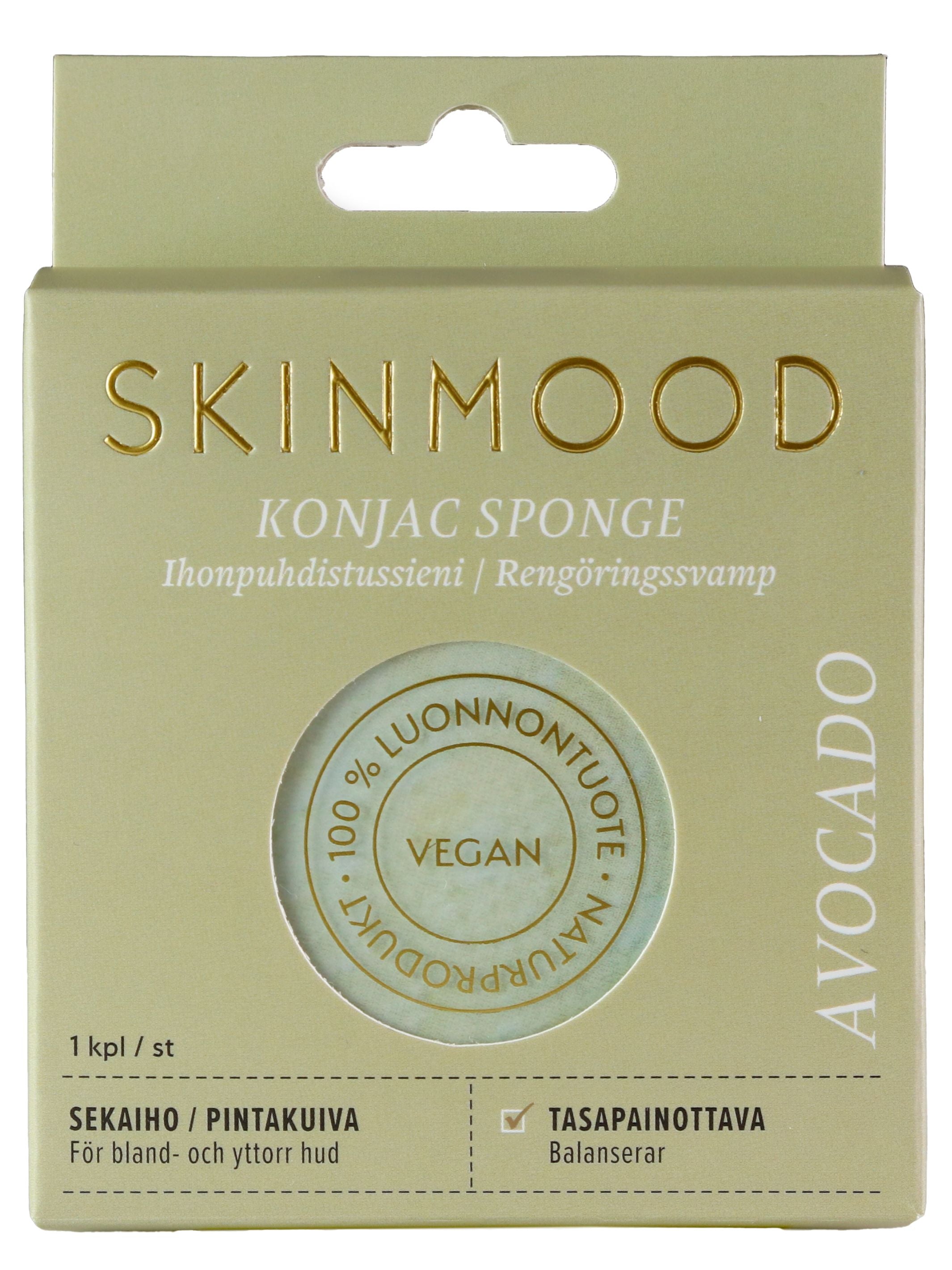 Avokado Konjac ihonpuhdistusieni sekaiholle ja pintakuivuuteen (SkinMood® Konjac Sponge Avocado)
